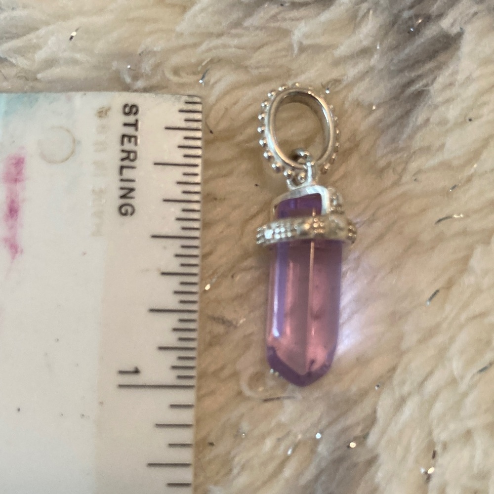 Amethyst Crystal sterling silver Pendant, 1” long💜💜 - Picture 2 of 3